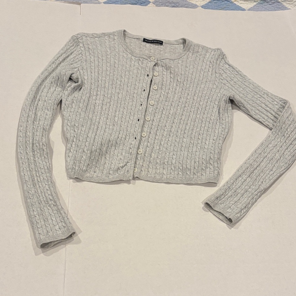 Brandy Melville Light Gray Ribbed Cardigan